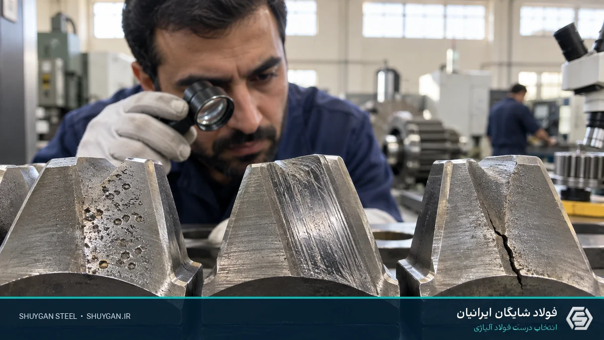 مشهد صناعي إيراني يوضح اختيار فولاذ التروس