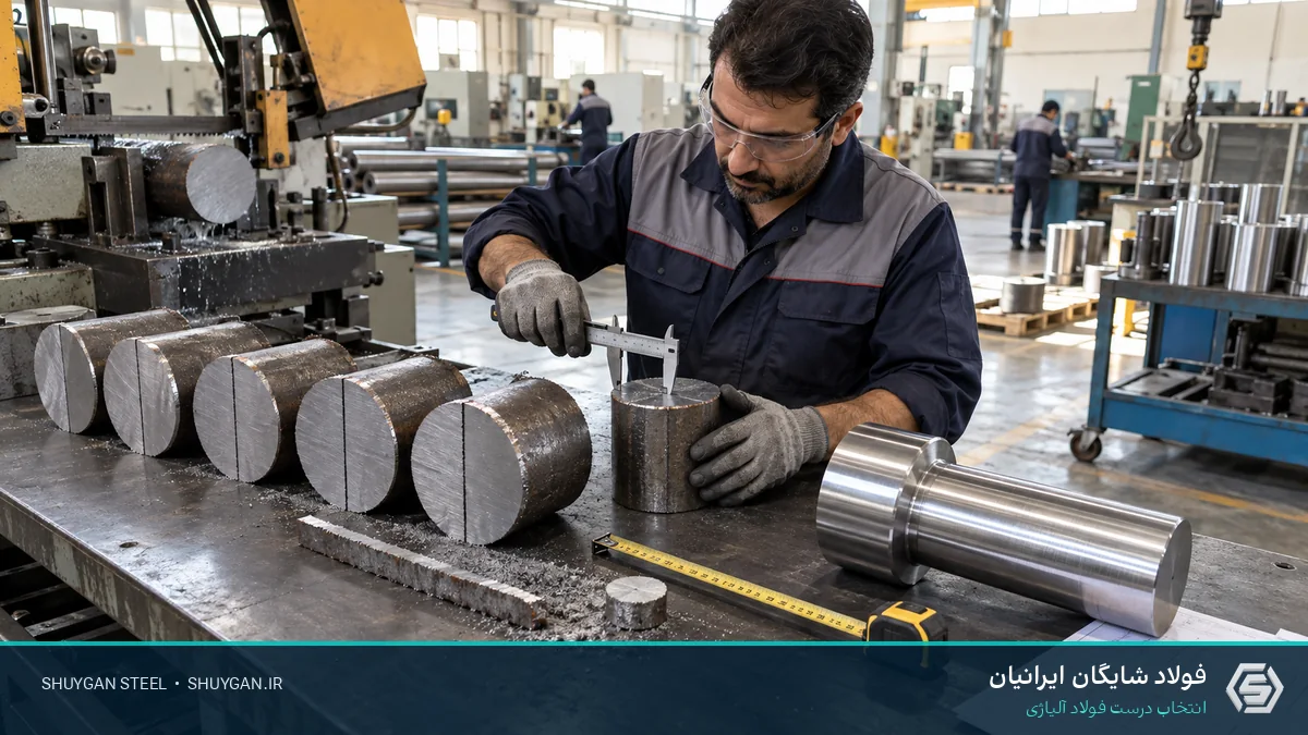 مشهد صناعي إيراني يوضح حساب وزن خام الصلب