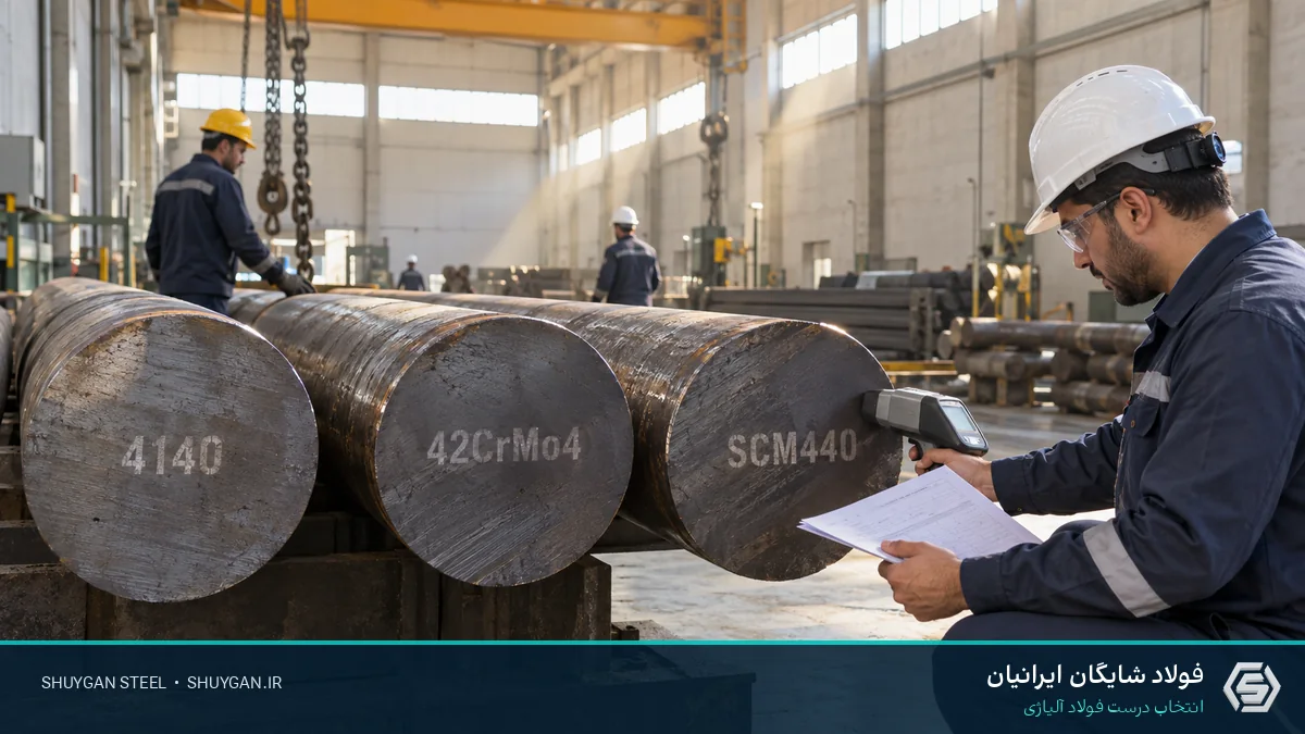 مشهد صناعي إيراني يوضح تكافؤ 4140 و42CrMo4