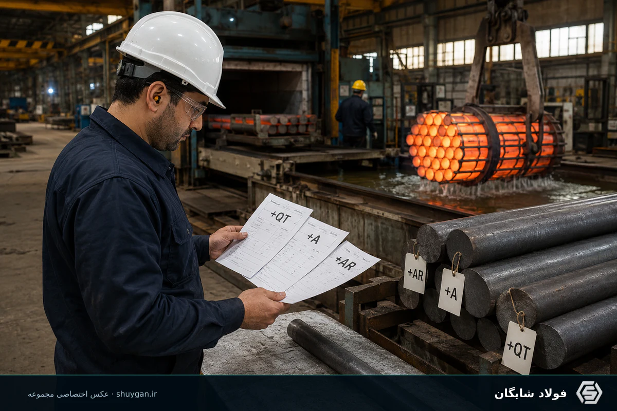 تصویر فنی مسیر انتخاب وضعیت تحویل فولاد